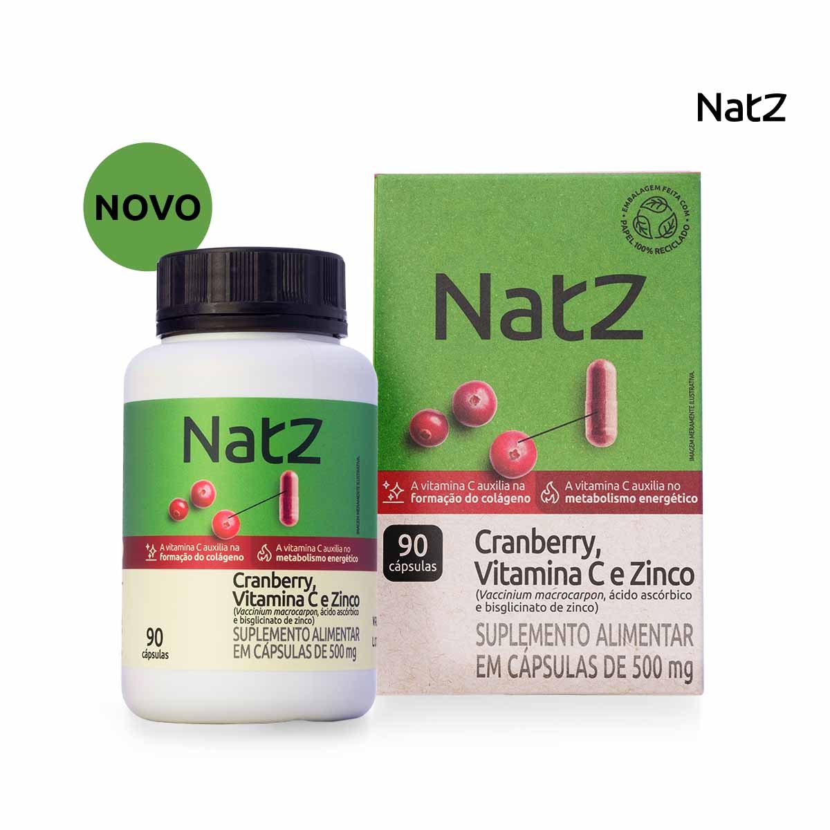 Suplemento Alimentar Natz Cranberry Extrato Vitamina C E Zinco