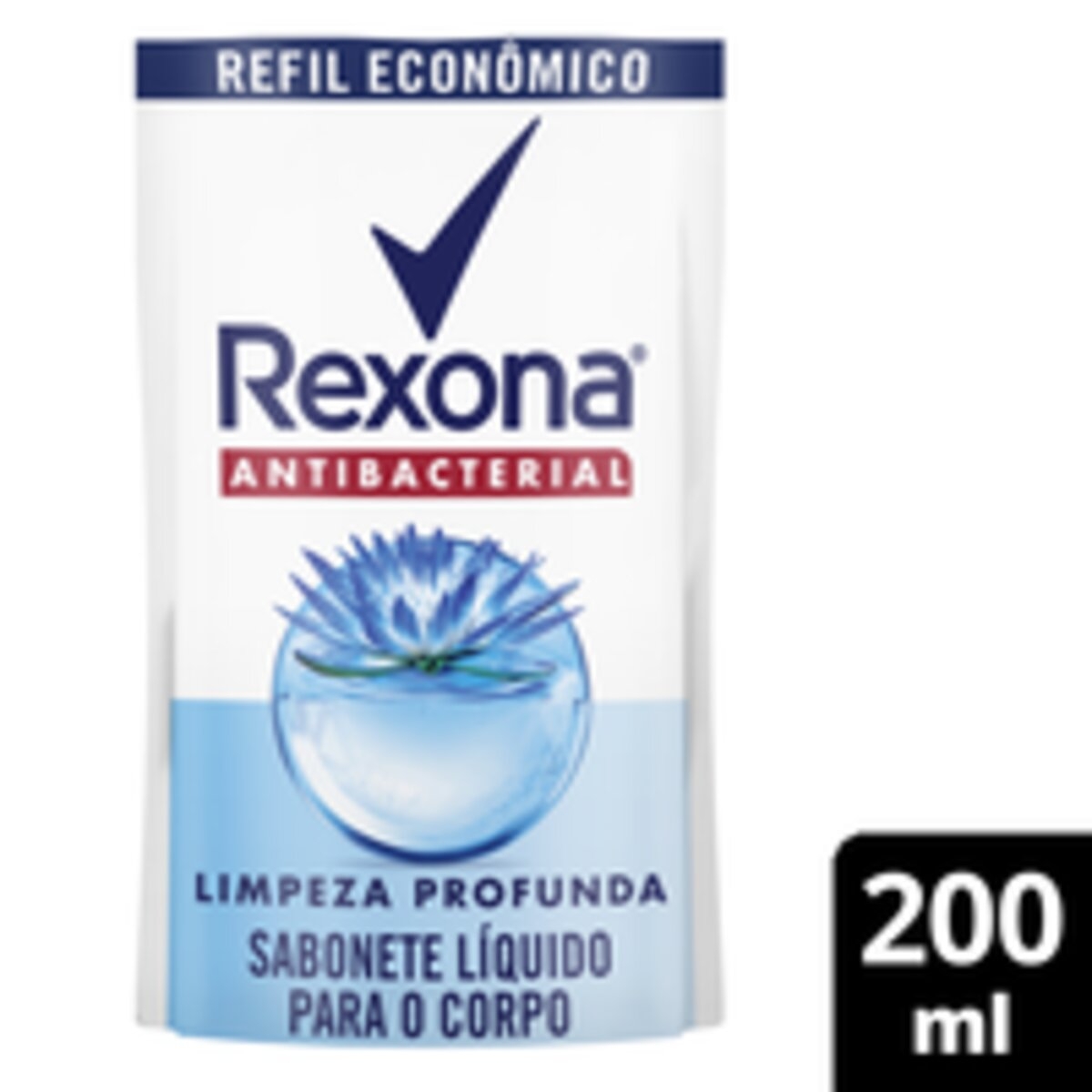 Refil Sabonete Líquido Rexona Antibacterial Limpeza Profunda Sachê 200ml