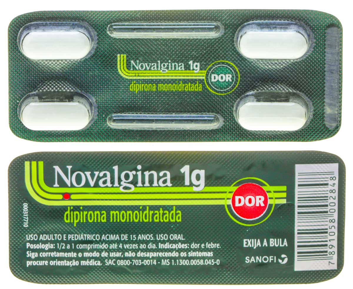 Novalgina Dipirona Sódica 1g 4 comprimidos