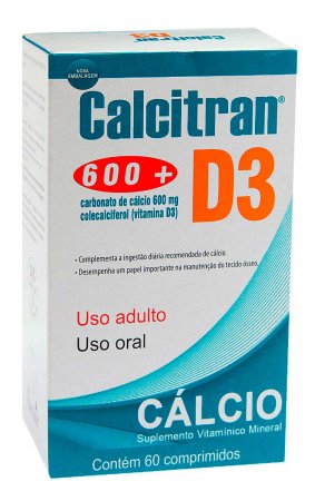 Suplemento Vitamínico de Cálcio 600mg e Vitamina D Calcitran D3 com 60 comprimidos