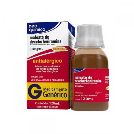 Maleato de Dexclofeniramina 0,4mg Neo Química Solução Oral com 120ml