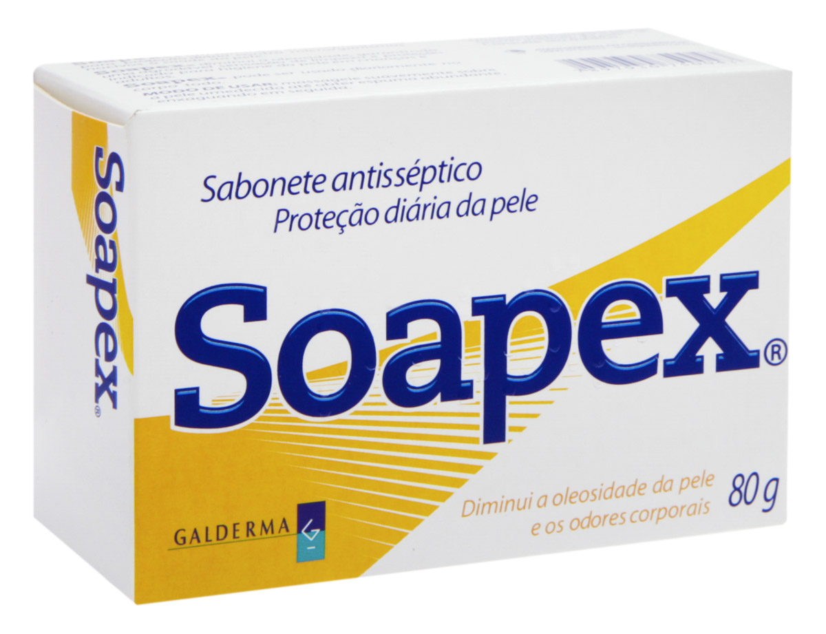 Sabonete Antisséptico em barra Galderma Soapex com 80g Menor preço em Sabonete Antisséptico em barra Galderma Soapex com 80g