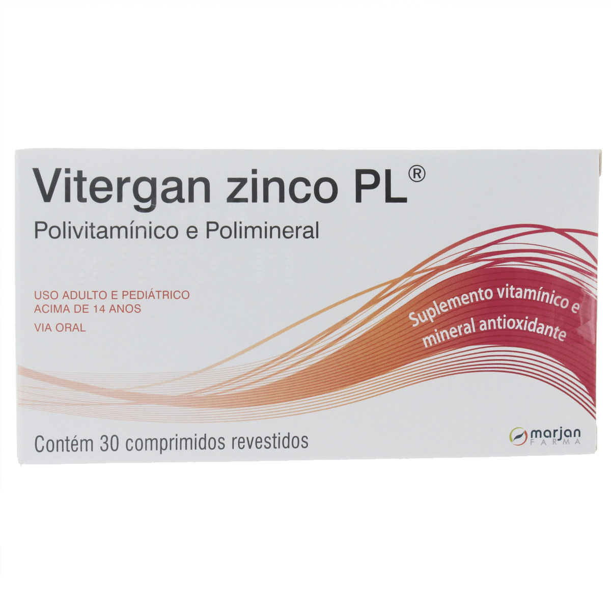 Suplemento Vitamínico e Mineral Vitergan Zinco PL - 30 Comprimidos