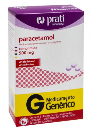 Paracetamol 500mg Prati Donaduzzi com 20 comprimidos