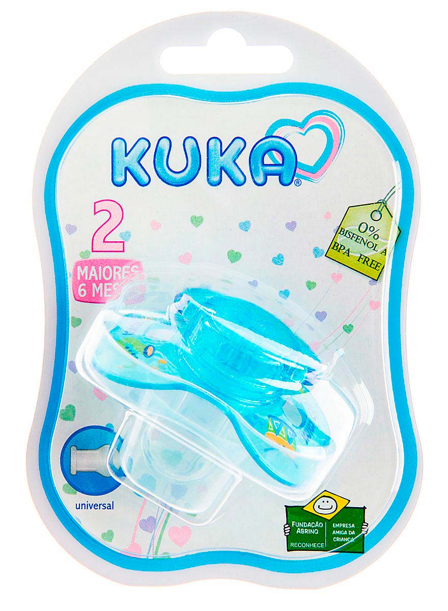 Chupeta Kuka Maiores de 6 meses Decorada Azul com 1 unidade 1 Unidade