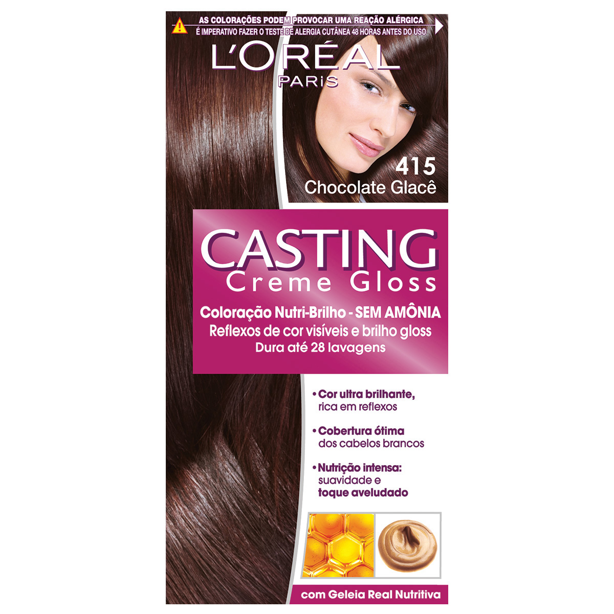Coloração Permanente Casting Creme Gloss N° 415 Chocolate Glacê L'Oréal 1 Unidade