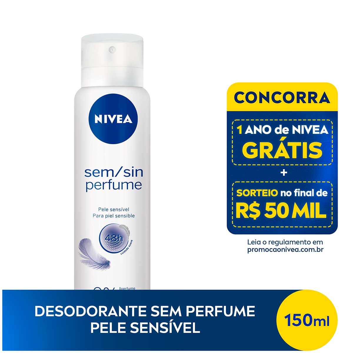 Desodorante Nivea Sem Perfume Pele Sensível Aerosol Antitraspirante com 150ml 150ml