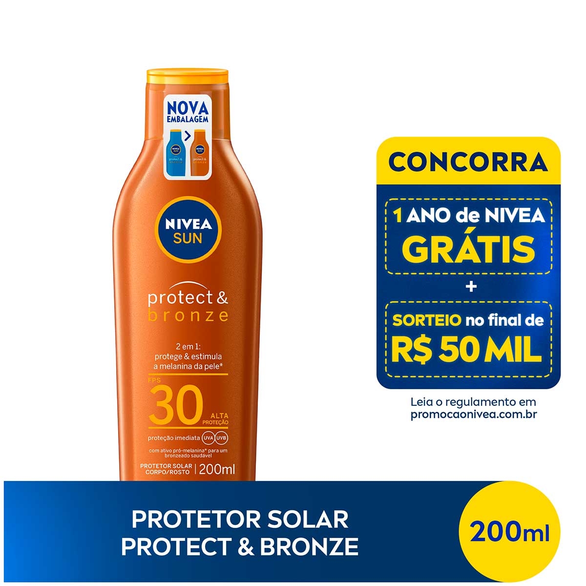 Protetor Solar Nivea Sun Protect & Bronze FPS 30 com 200ml 200ml