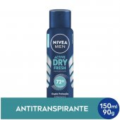 Desodorante Antitranspirante Aerosol Nivea Men Active Dry Fresh 72h com 150ml