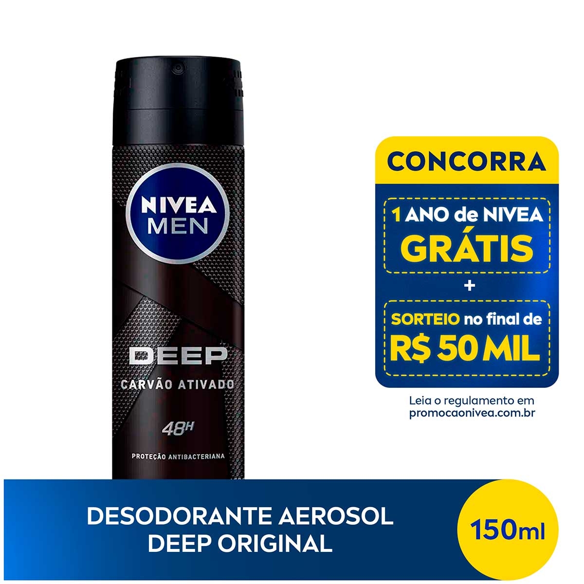 Desodorante Aerosol Antitranspirante Nivea Men Deep Original Carvão Ativado 150ml