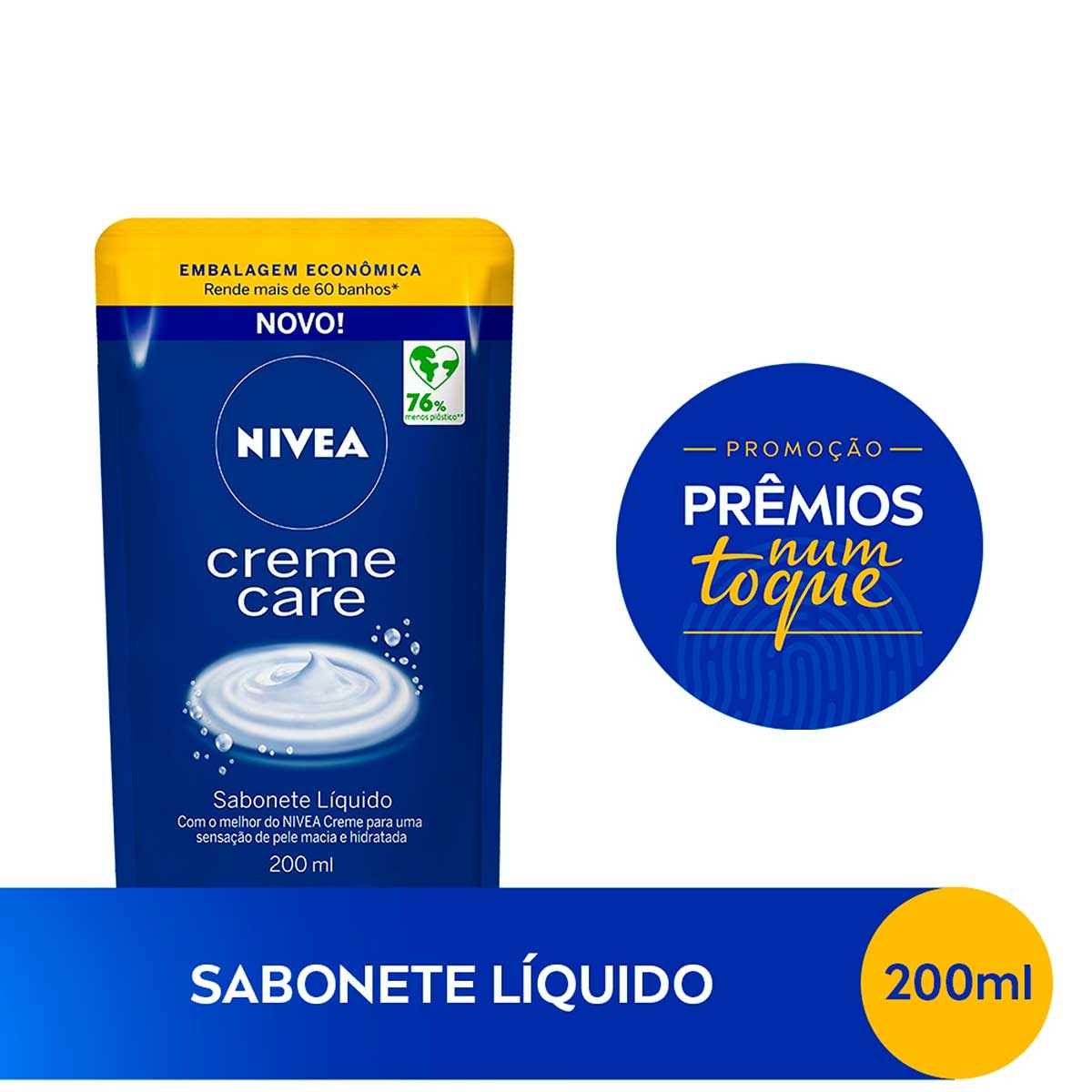 Refil Sabonete Líquido Corporal Nivea Creme Care com 200ml