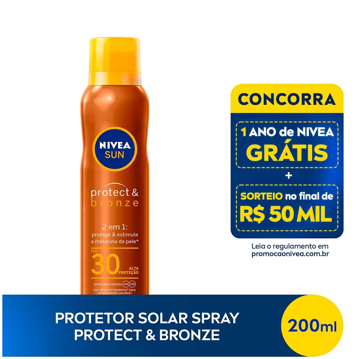 Protetor Solar Nivea Sun Protect & Bonze Aerosol FPS30 200ml 200ml