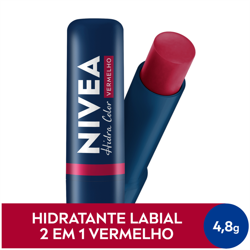 Hidratante Labial Nivea Hidra Color 2 em 1 Vermelho 4,8g 4,8g