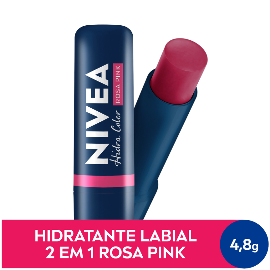 Hidratante Labial Nivea Hidra Color 2 em 1 Rosa Pink 4,8g 4,8g