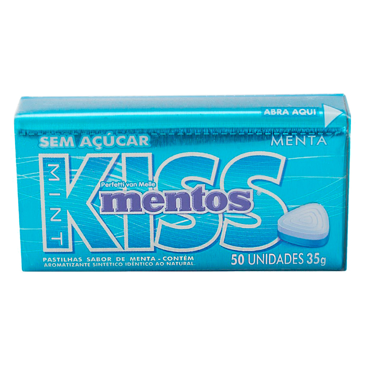 Bala Kiss Mentos Sabor Menta Sem Açúcar com 50 unidades