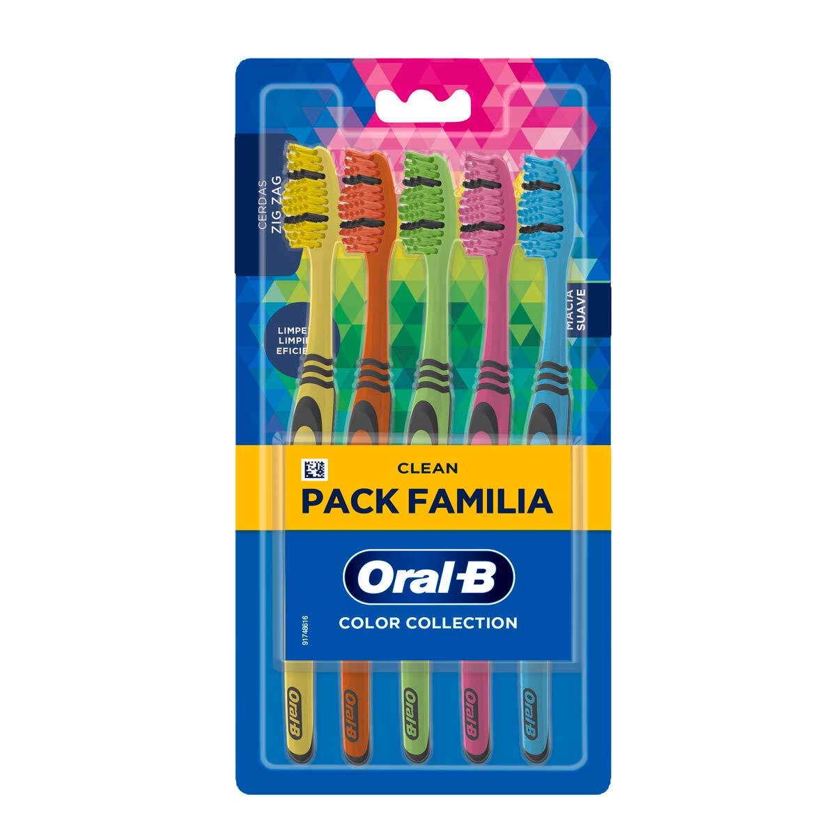 Escova de Dente Oral-B Color Collection Macia Pack Família com 5 unidades