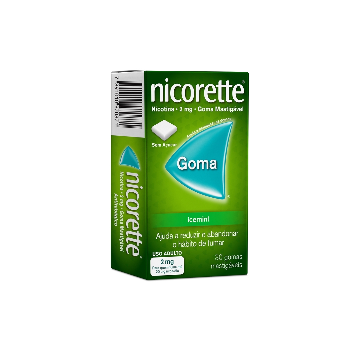 Nicorette Icemint 2mg Goma Mastigável para Parar de Fumar 30 unidades
