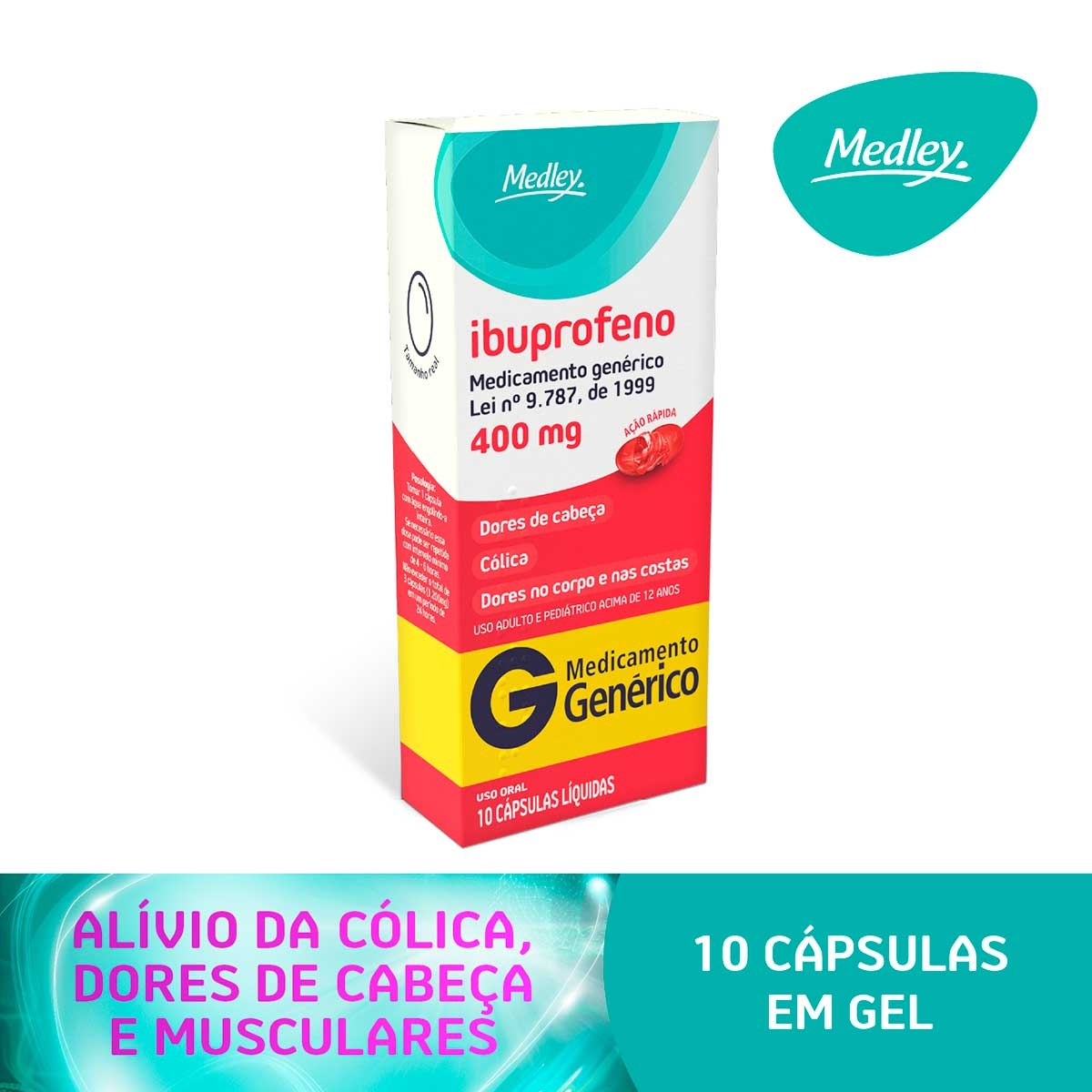 Ibuprofeno 400mg 10 cápsulas Medley Genérico