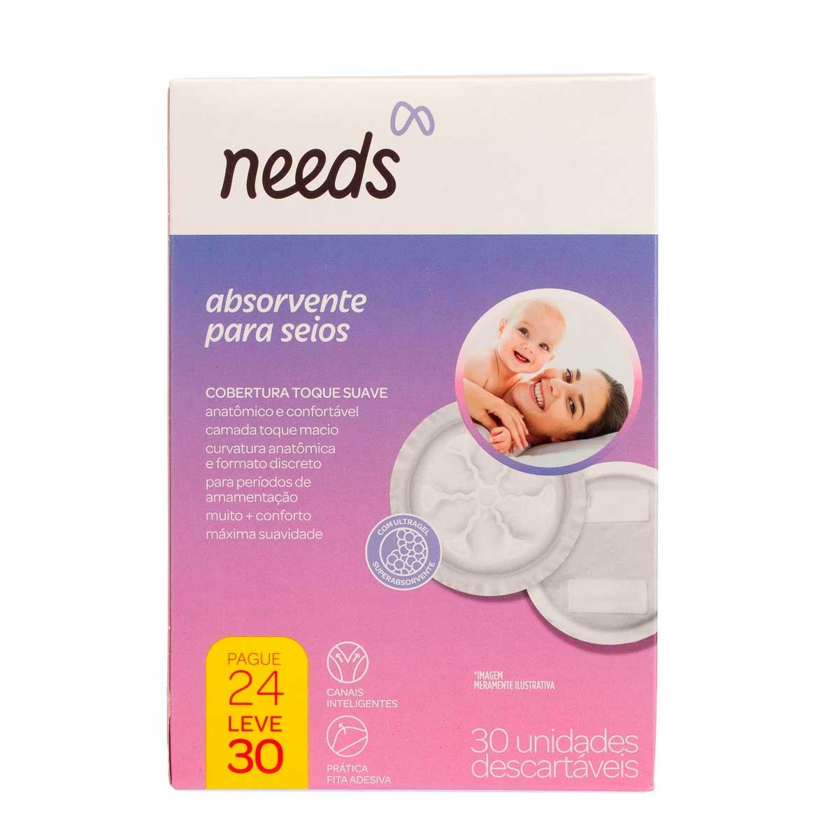 Absorventes para Seios Needs Toque Suave com 30 Unidades Menor preço em Absorventes para Seios Needs Toque Suave com 30 Unidades