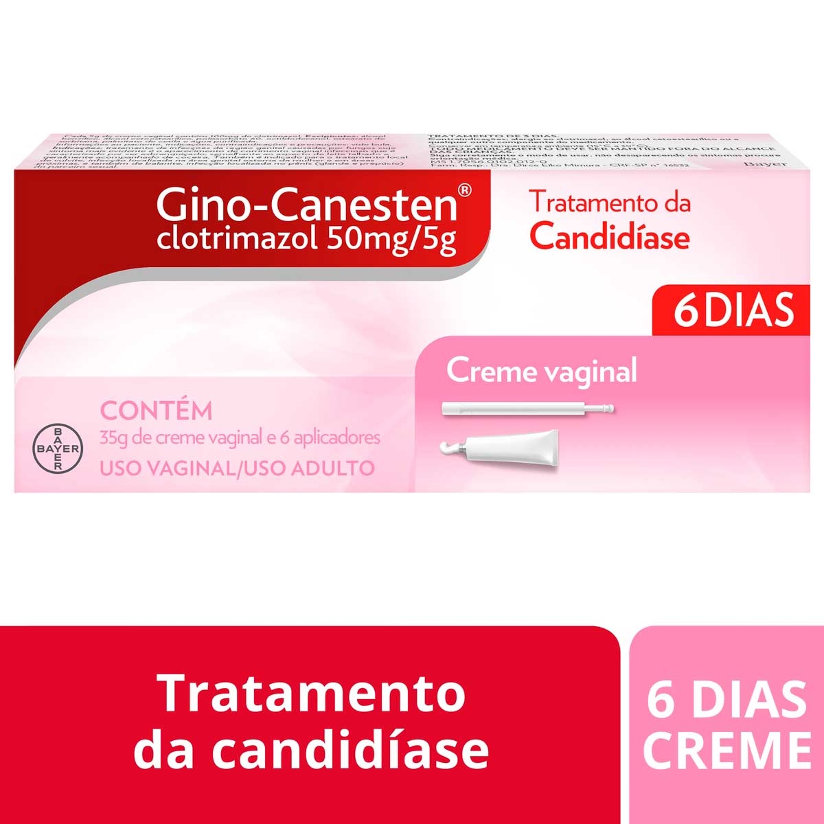 Gino Canesten Creme Vaginal 50mg/5g 35g + 6 Aplicadores Menor preço em Gino Canesten Creme Vaginal 50mg/5g 35g + 6 Aplicadores