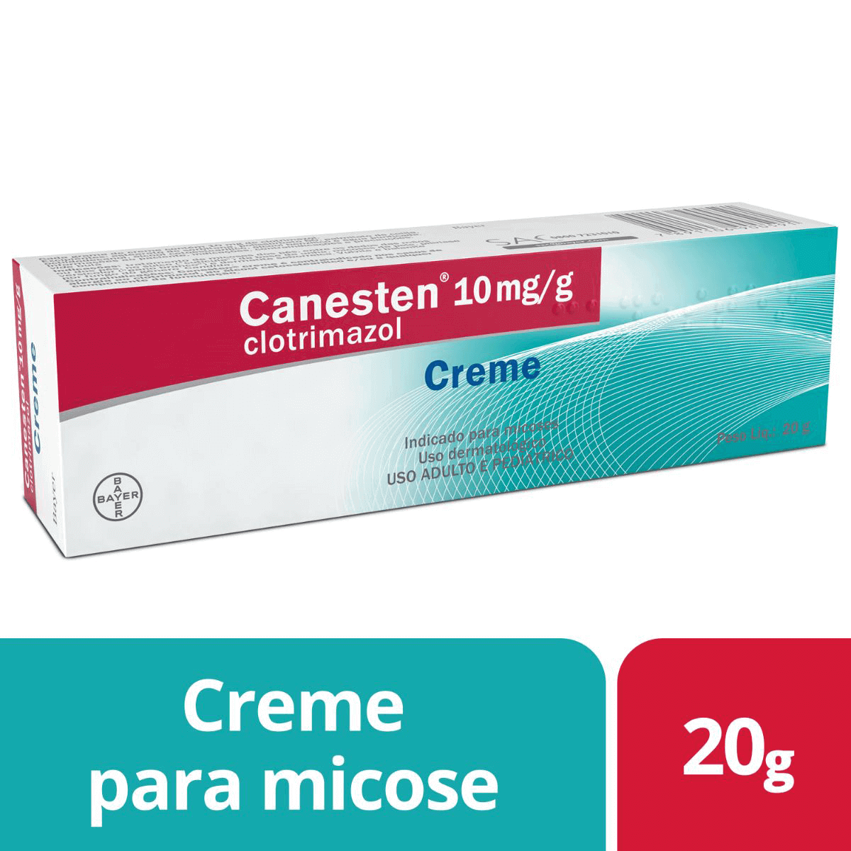 Canesten Clotrimazol 10mg/g Creme Dermatológico 20g