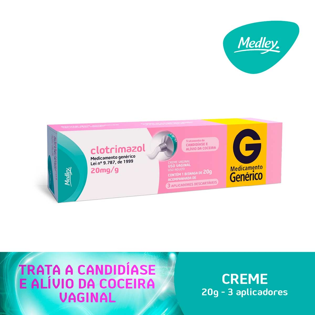 Clotrimazol 20mg/g Creme Vaginal 20g Medley Genérico