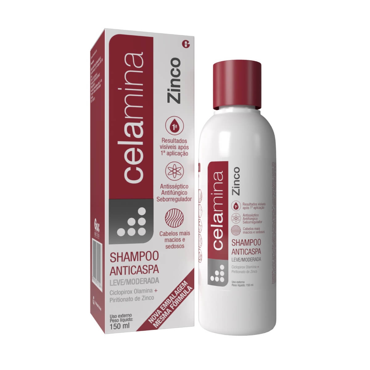 Shampoo Anticaspa Celamina Zinco Glenmark com 150ml