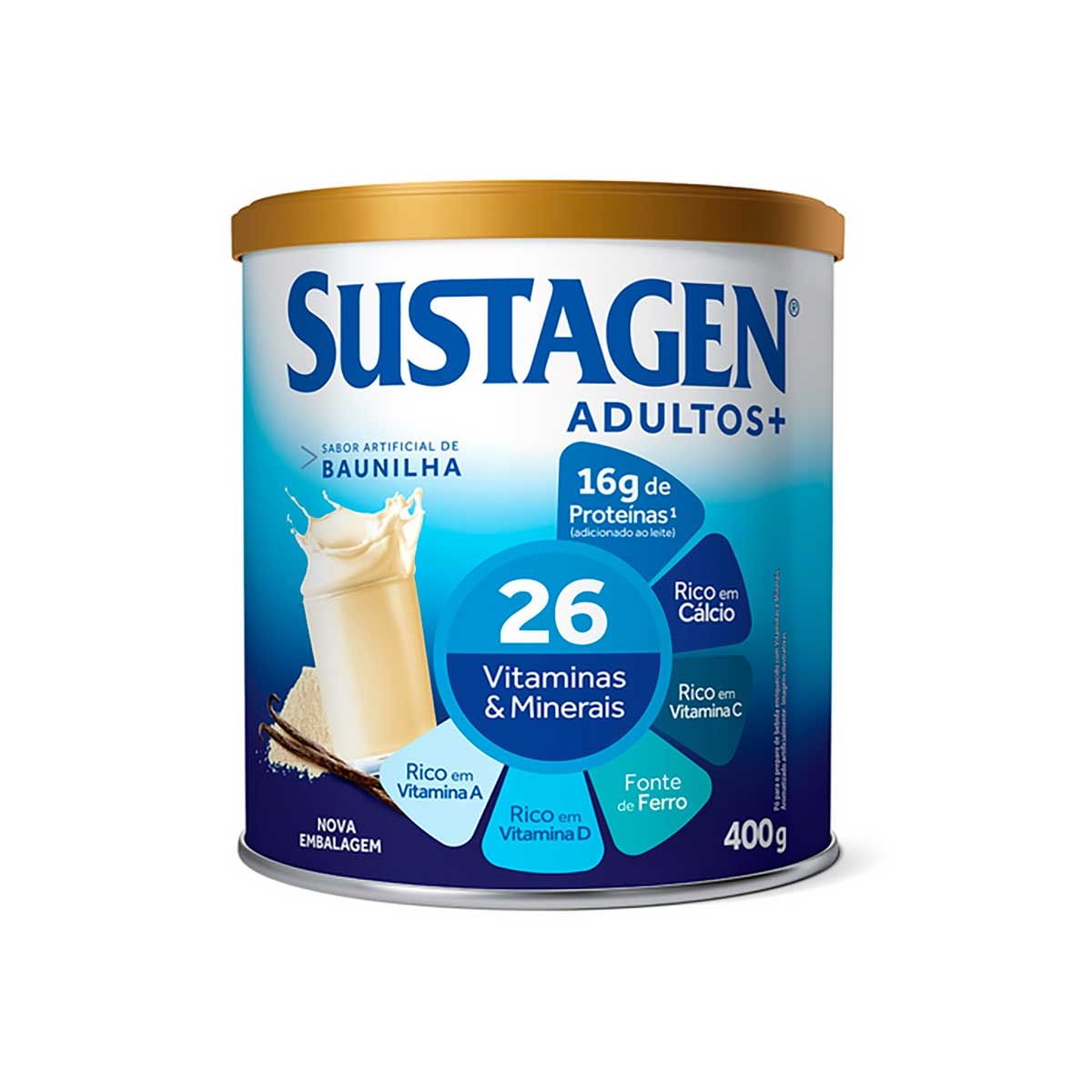 Complemento Alimentar Sustagen Adultos+ Sabor Baunilha com 400g Menor preço em Complemento Alimentar Sustagen Adultos+ Sabor Baunilha com 400g