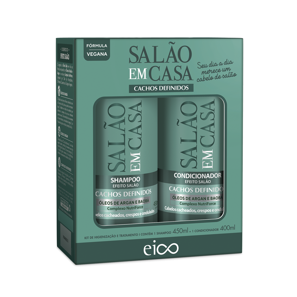 Kit Eico Salão Em Casa Cachos Definidos Shampoo 450ml + Condicionador 400ml