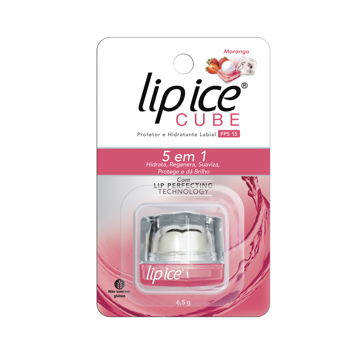 Protetor e Hidratante Labial Lip Ice Cube Morango FPS15 1 Unidade