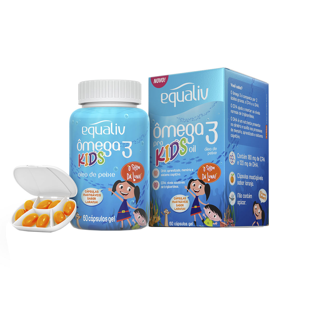 Ômega 3 Equaliv Pro Kids Oil Sabor Laranja com 60 cápsulas mastigáveis