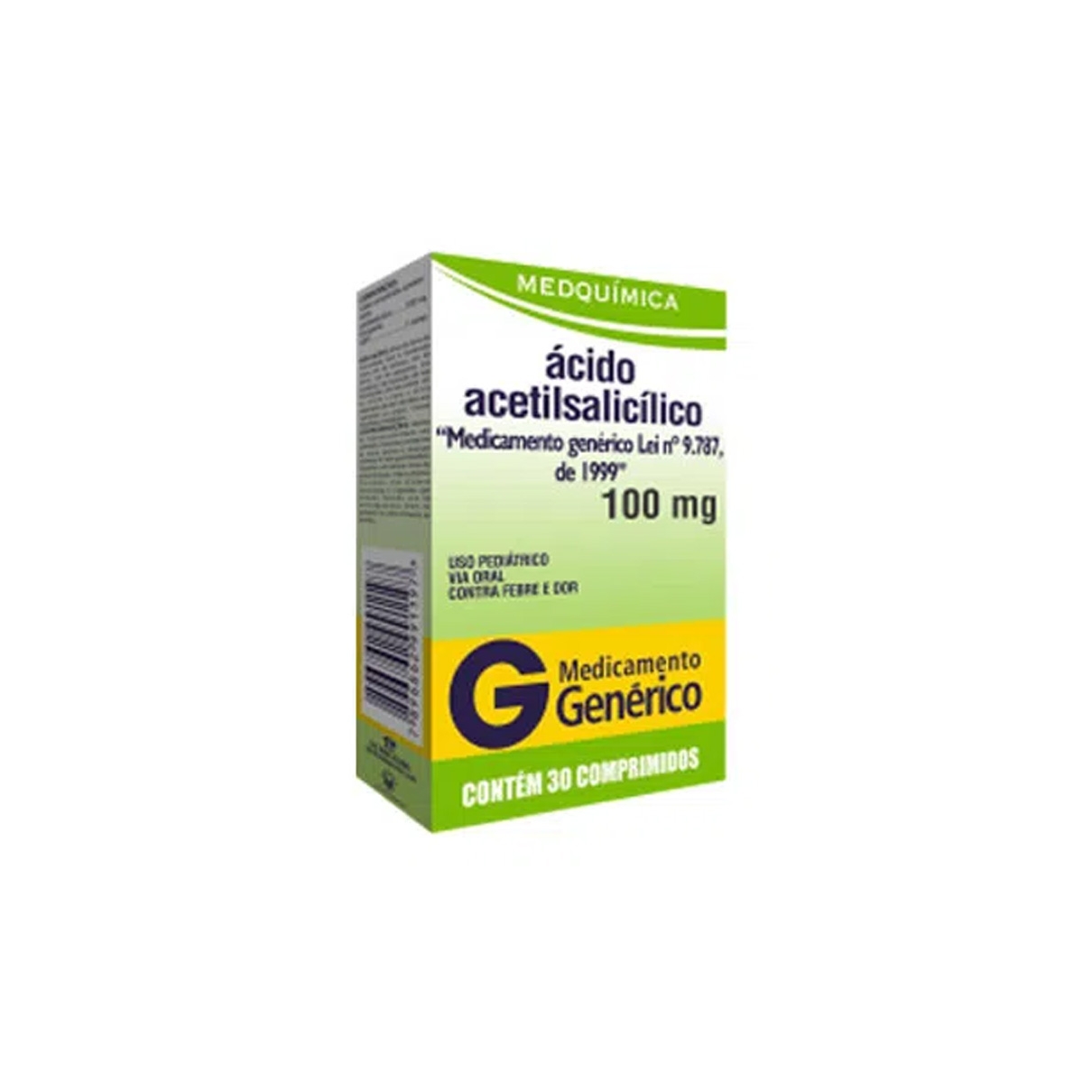 Ácido Acetilsalicílico 100mg Infantil 30 comprimidos Medquímica ...