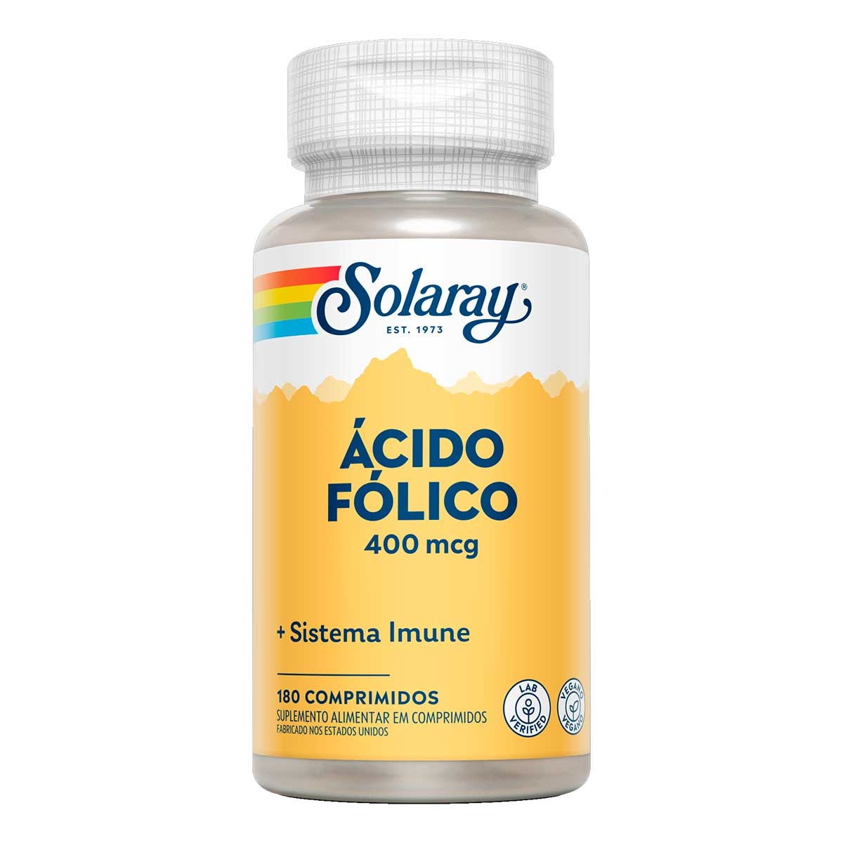 Suplemento Alimentar Solaray Ácido Fólico 400mcg - 180 Comprimidos