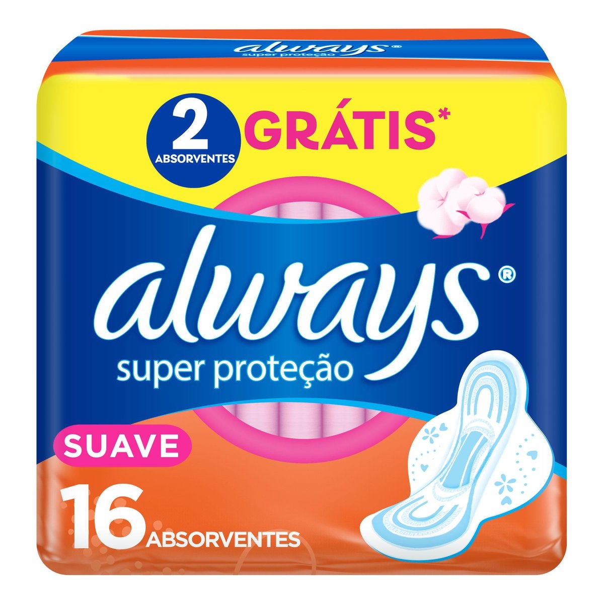 Absorvente Always Super Proteção Cobertura Suave com Abas 16 unidades ...