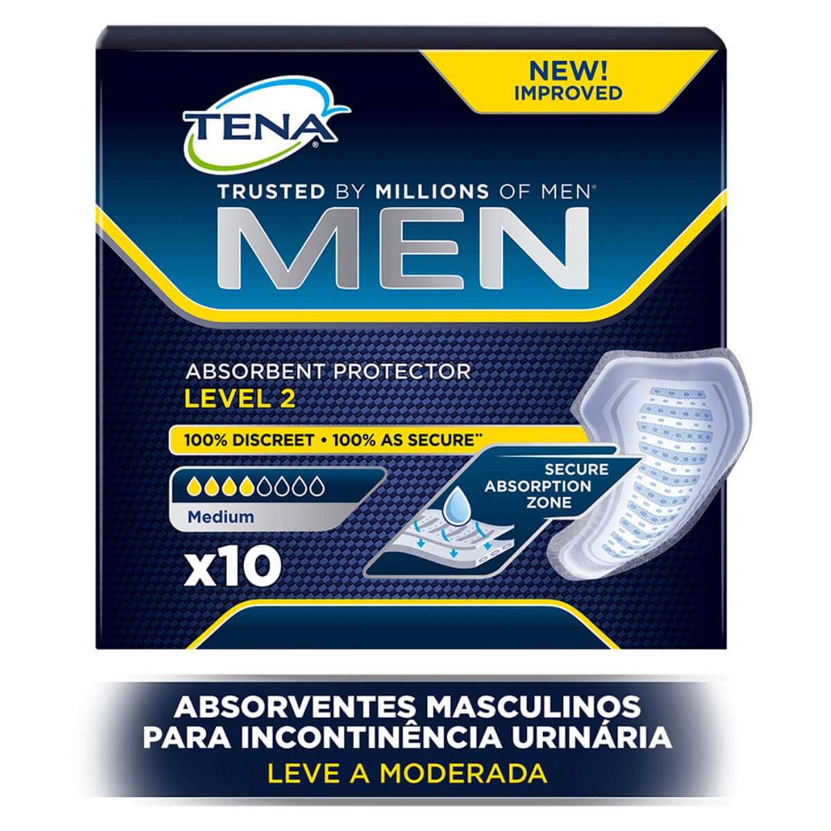Absorvente Masculino para Incontinência Urinária Tena Men Nível 2 Médio com 10 unidades é boa?