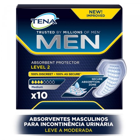Absorvente Masculino para Incontinência Urinária Tena Men Nível 2 Médio com 10 unidades
