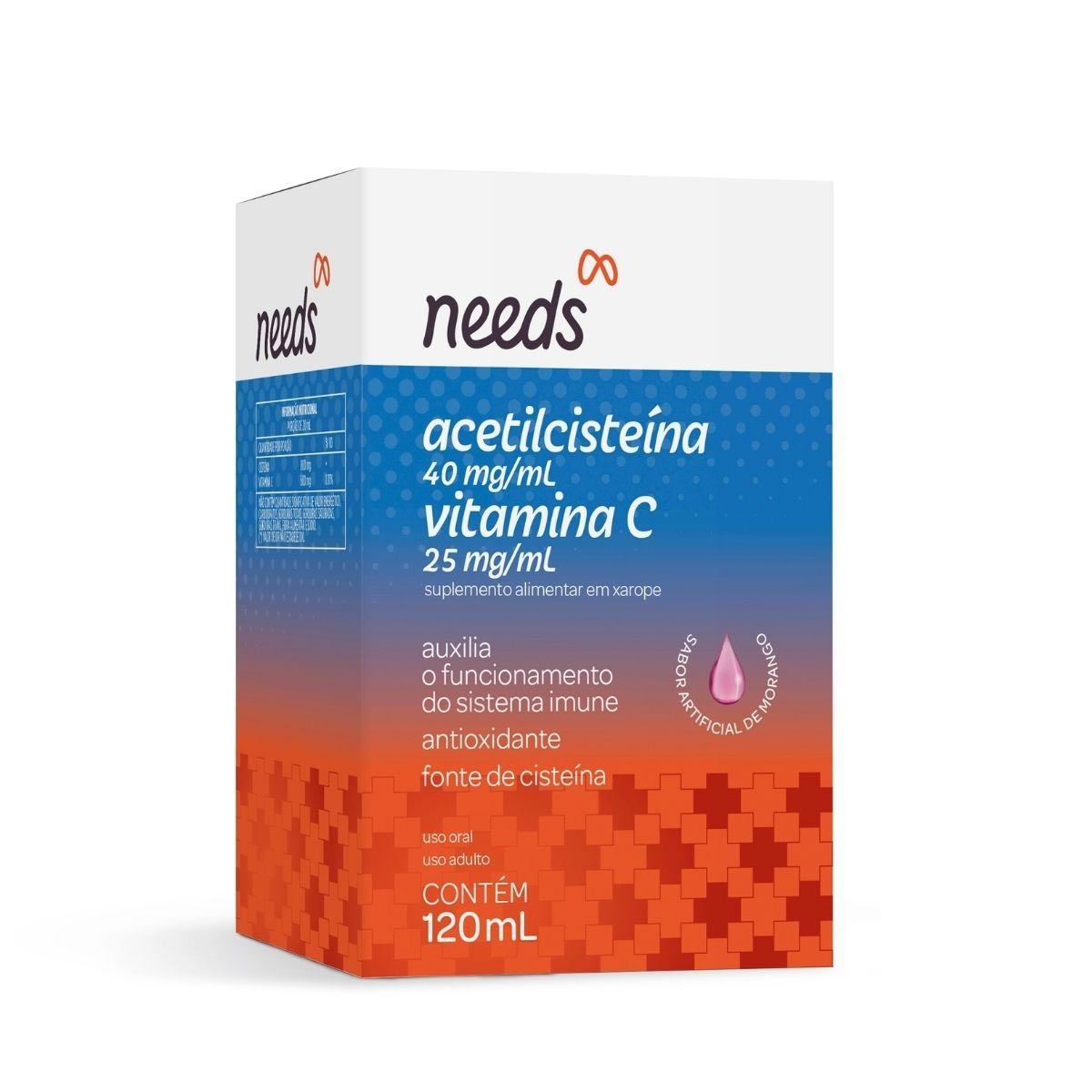 Acetilcisteína + Vitamina C Needs Xarope com 120ml Menor preço em Acetilcisteína + Vitamina C Needs Xarope com 120ml