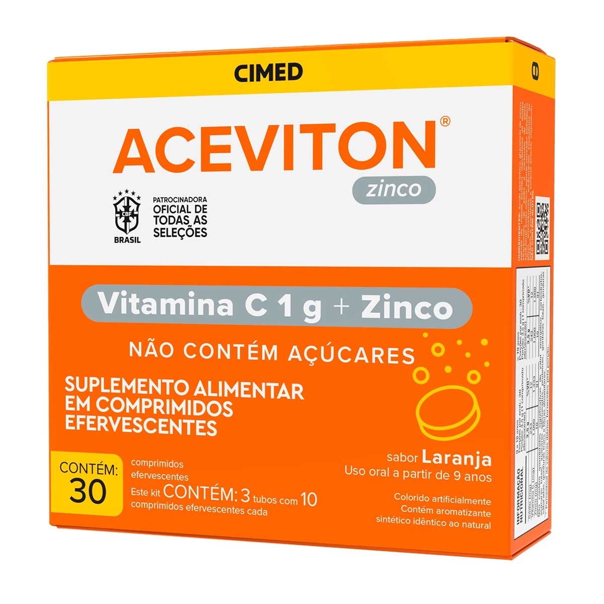 Suplemento Vitamínico Aceviton Zinco Laranja - 30 Comprimidos Efervescentes