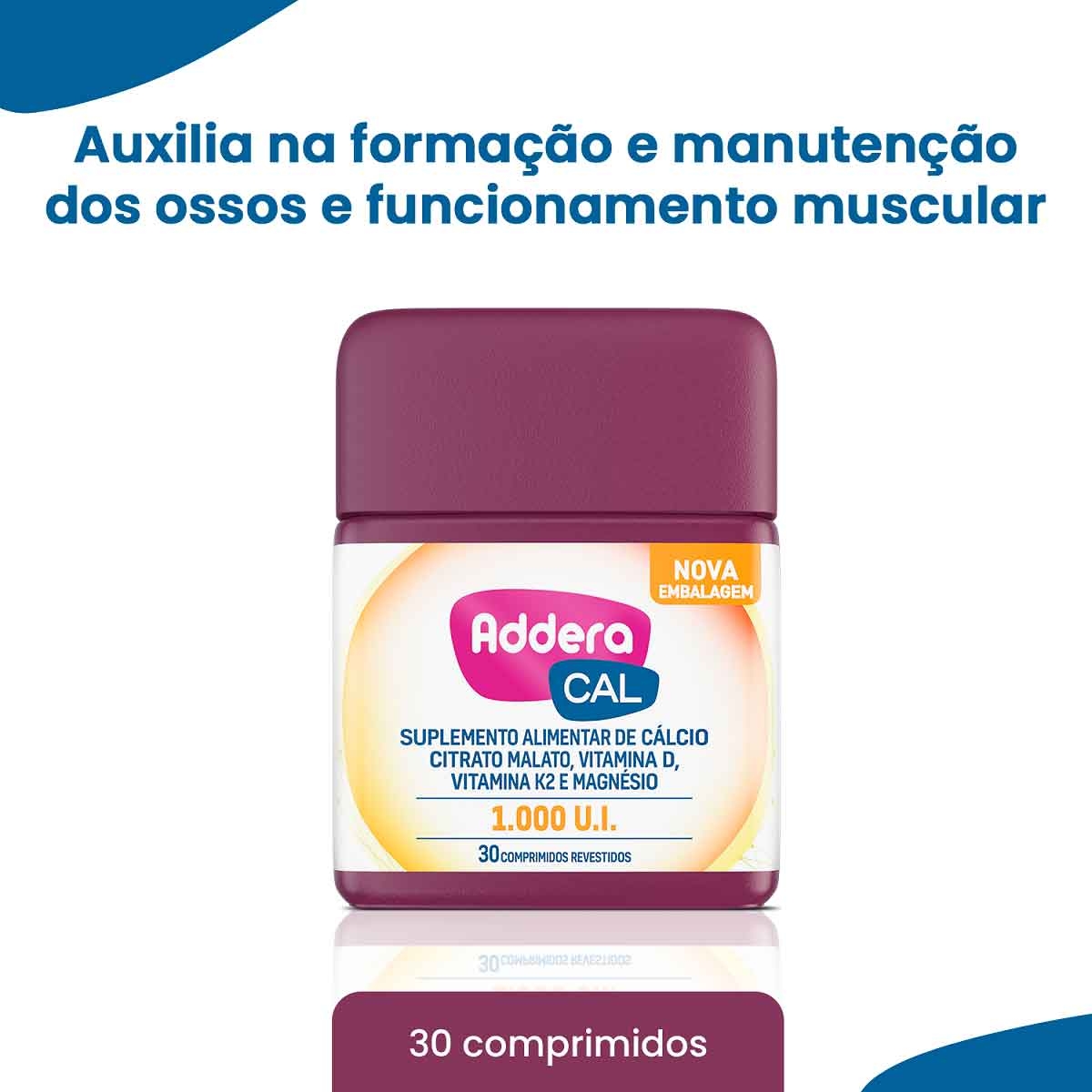 Suplemento Vitamínico Addera Cal 1.000UI com 30 Comprimidos Menor preço em Suplemento Vitamínico Addera Cal 1.000UI com 30 Comprimidos