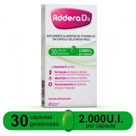 Vitamina D Addera D3 2.000UI com 30 cápsulas
