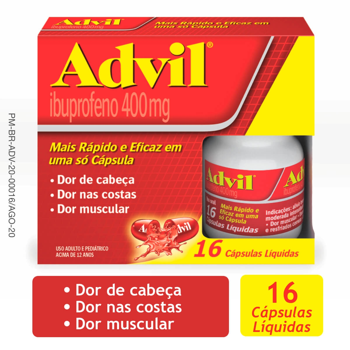 Advil Extra Alivio Ibuprofeno 400mg 16 cápsulas