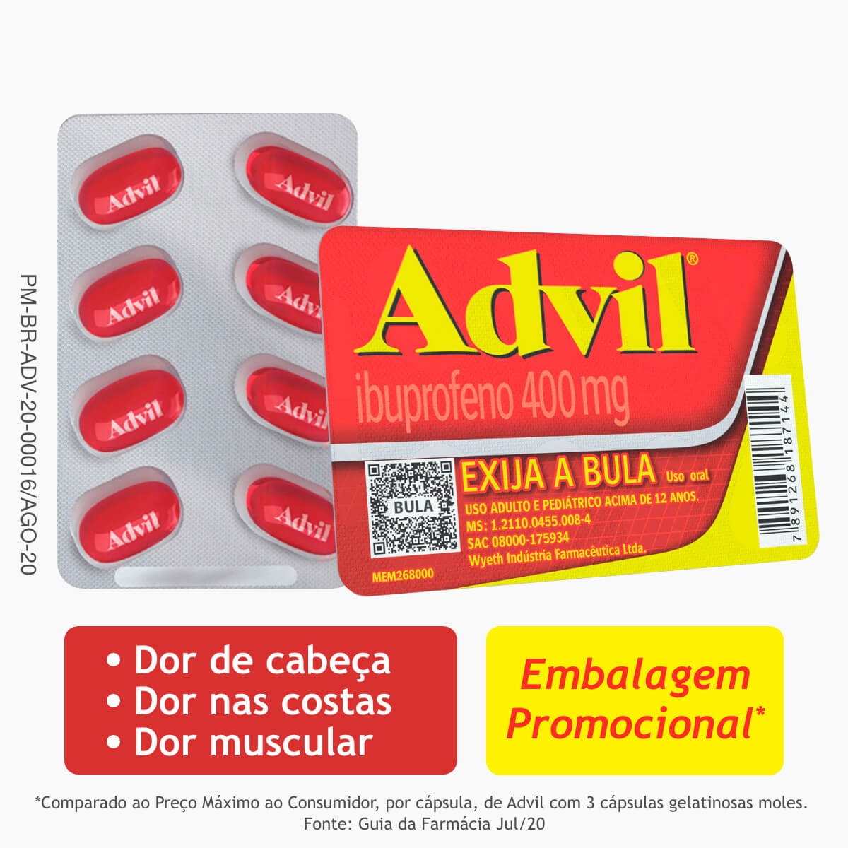 Advil Extra Alivio Ibuprofeno 400mg 8 cápsulas