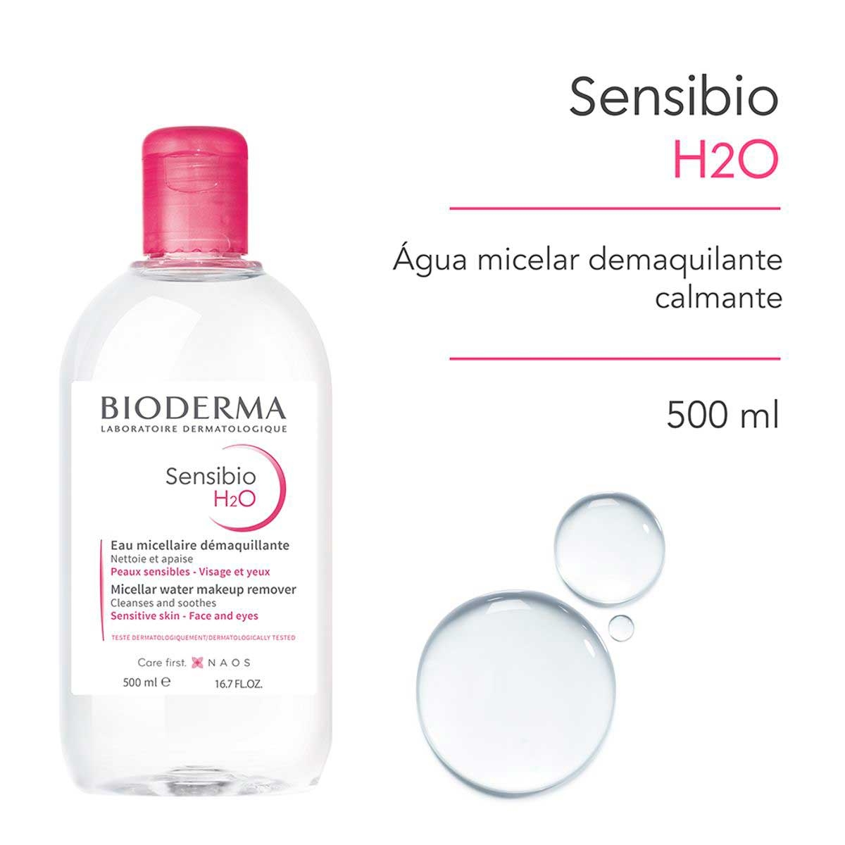 Água Micelar Demaquilante Bioderma Sensibio H2O Calmante com 500ml