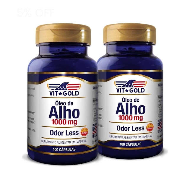 KIT2x Óleo de Alho 1000 mg Odor Less Vitgold 100 Cápsulas