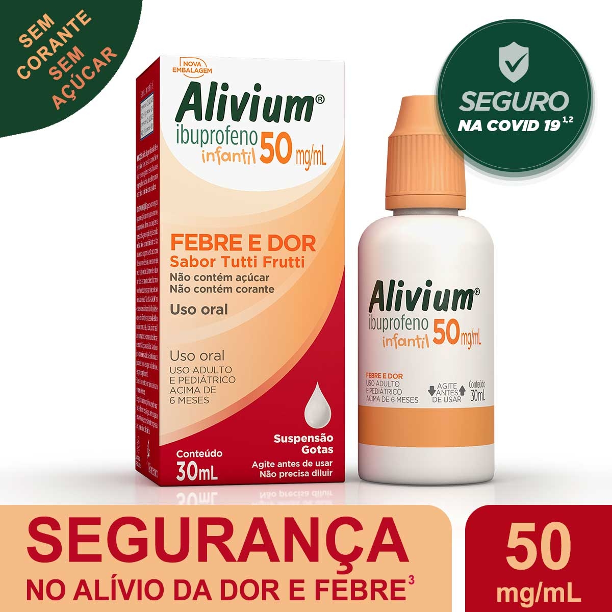 Alivium Ibuprofeno 50mg/ml Gotas Sabor Tutti-Frutti 20ml