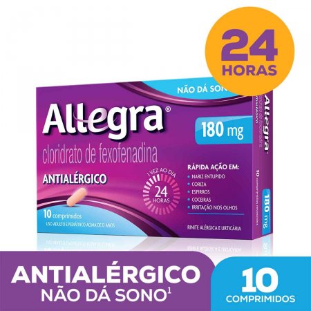 Allegra 180mg com 10 Comprimidos | Drogaraia.com Foto 1
