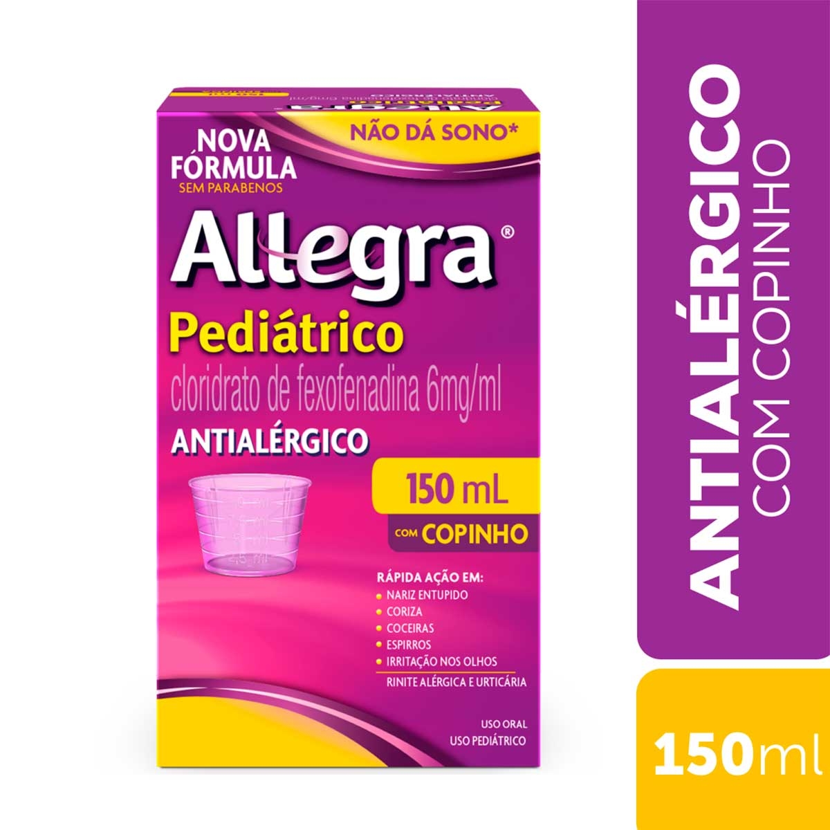 Antialérgico Allegra Pediátrico 6mg/ml Suspensão Oral 150ml com Copo Dosador