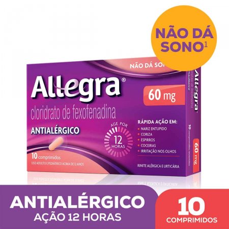 Allegra 60mg com 10 Comprimidos | Drogaraia.com Foto 1