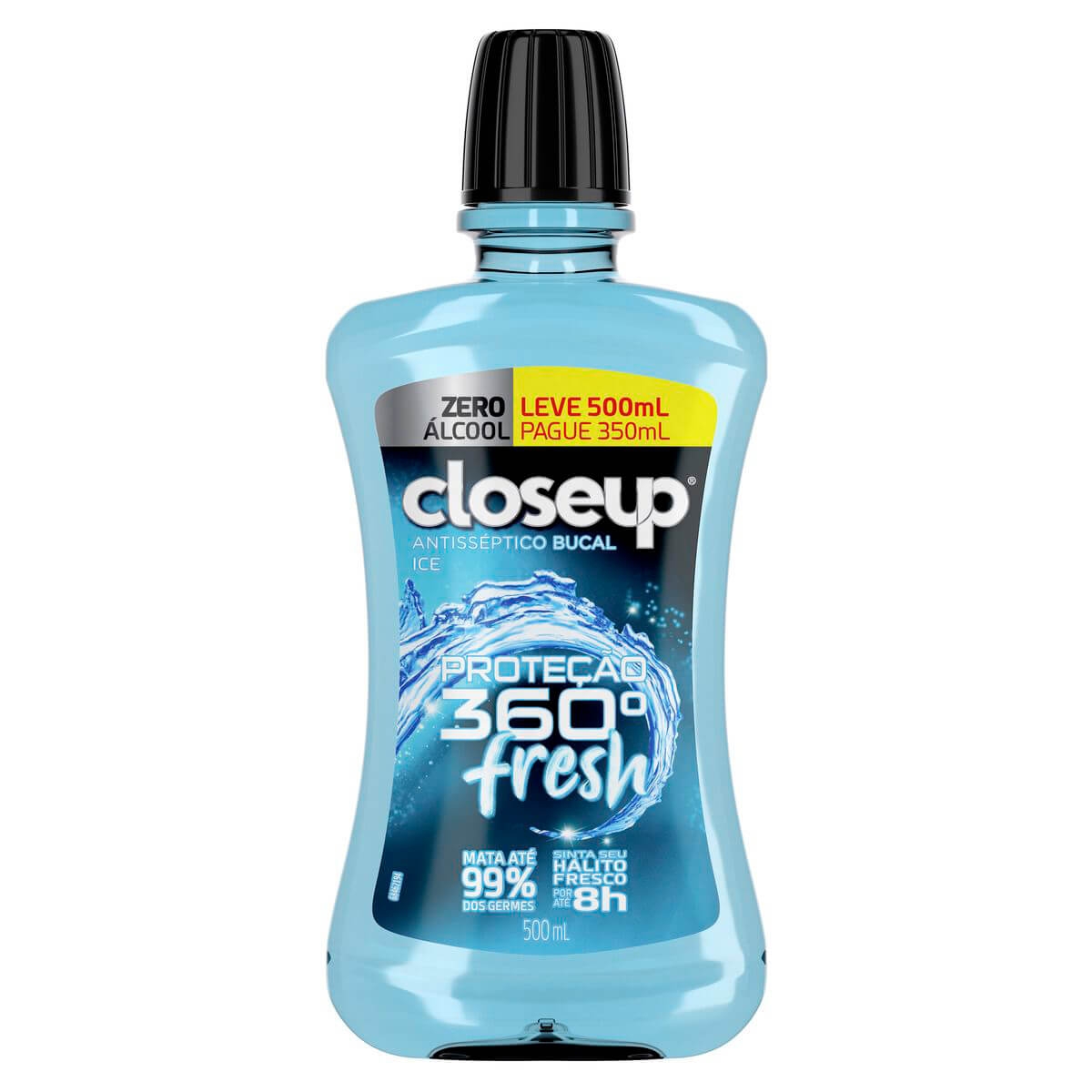 Enxaguante Antisséptico Bucal Closeup Ice Proteção 360° Fresh Zero Álcool com 500ml 500ml