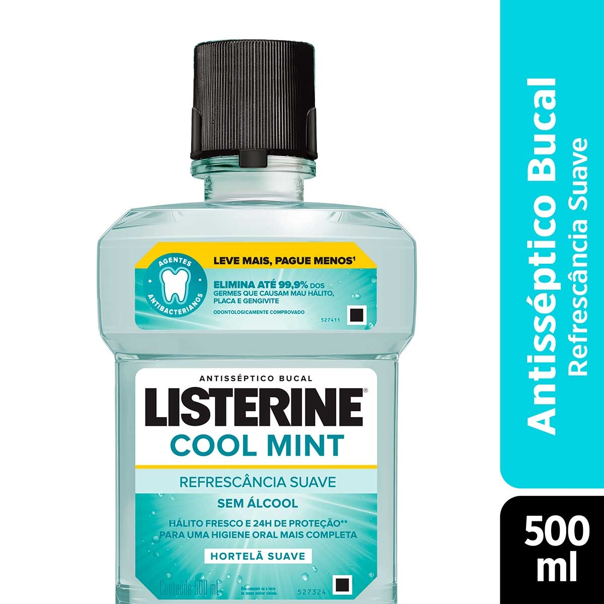 Enxaguante Antisséptico Bucal Listerine Cool Mint Zero Álcool Hortelã com 500ml 500ml